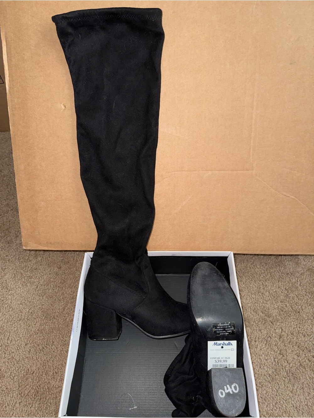 Marshalls Black Over-The-Knee Block Heel Boots Size 7.5 Women’s